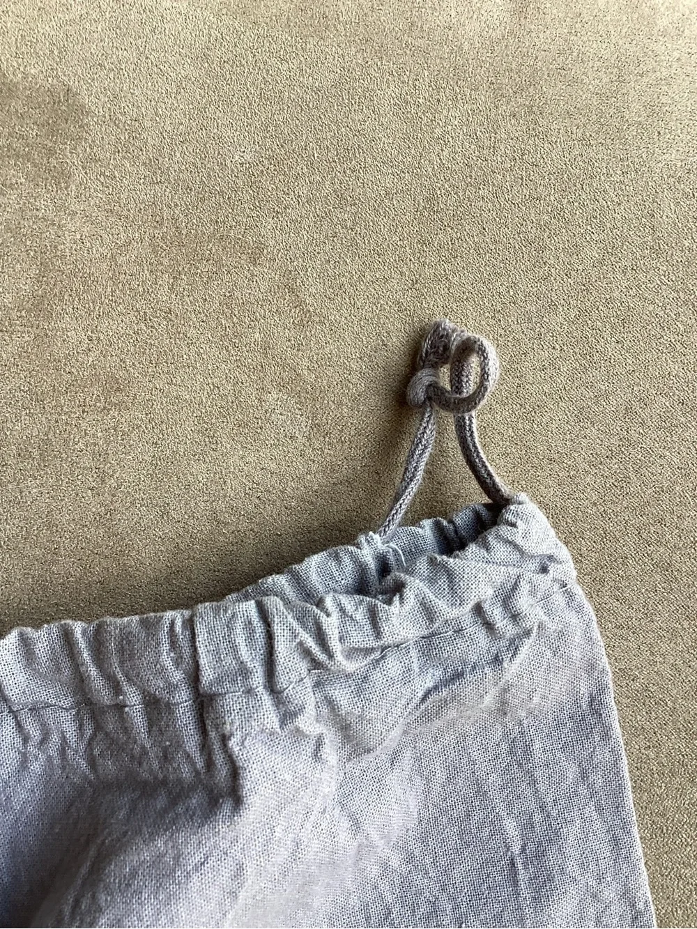 Miu Miu Light Gray Fabric Shoe Bags with Black Logo Tag